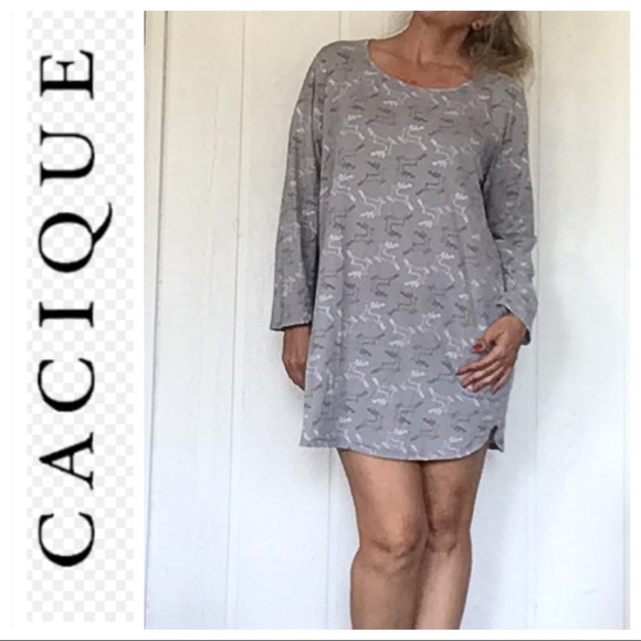 CACIQUE BY LANE BRYANT GRAY REINDEER SLEEP SHIRT 18/20 - Picture 2 of 9